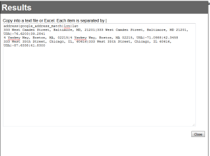 geocoder results